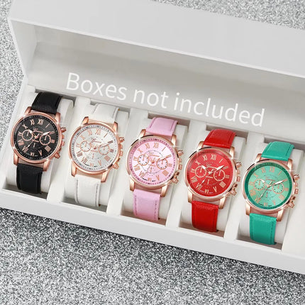 Set de Relojes de Mujer Cuarzo y Correa de Cuero - Women’s Watch Set Quartz & Leather Strap