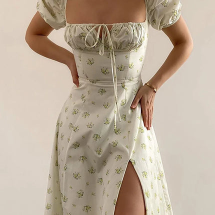 Elegant LOSSKY Dress - Floral Print with Puff Sleeves