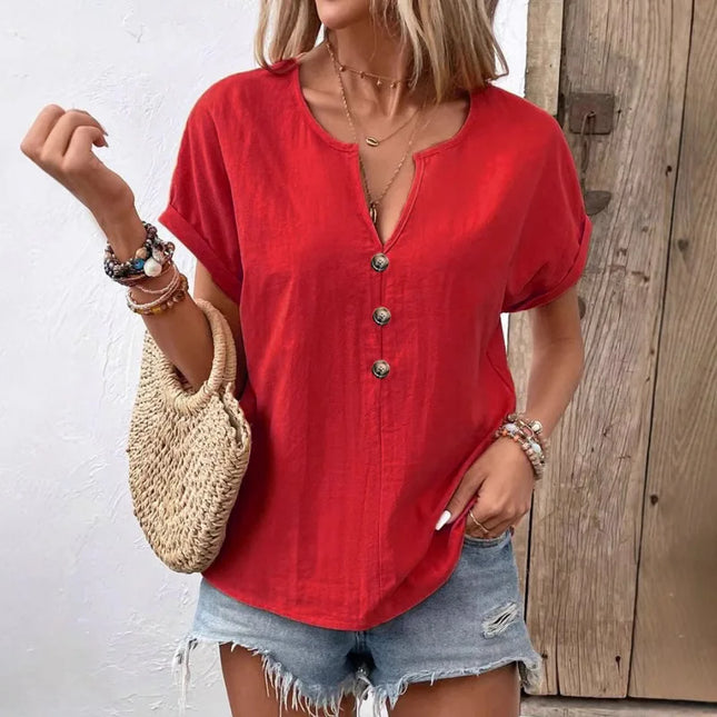 Short Sleeve Blouse - Casual and Fresh Style