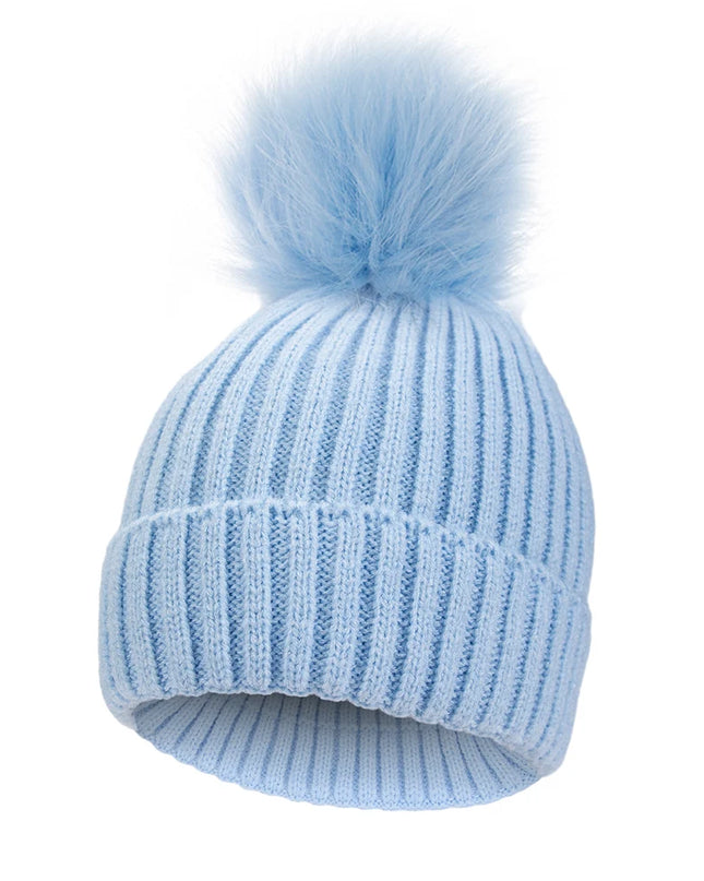 Baby knit hat with pom-pom -Gorro tejido con pompón para bebé