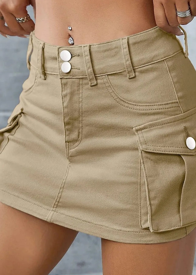 Short Skirt - Cargo Style with Front Buttons