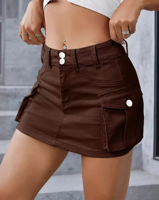 Short Skirt - Cargo Style with Front Buttons