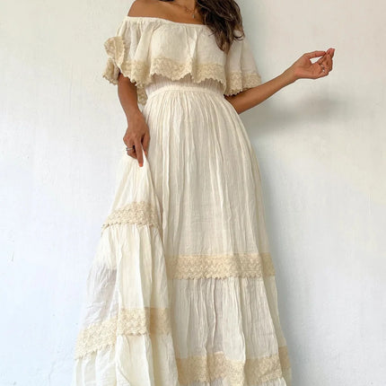 Elegant floral lace long dress -Vestido floral elegante de encaje