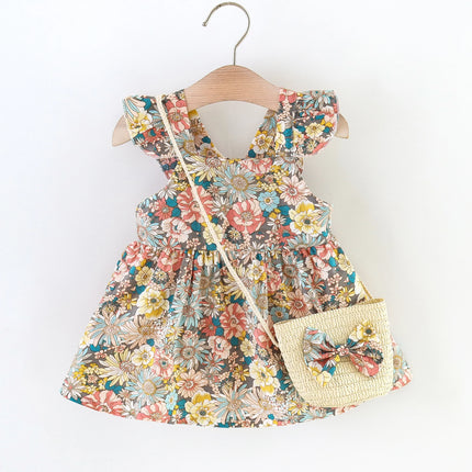 Vestido Niña Flores Bolso Cruzado / Girl Dress Flowers Crossbody Bag