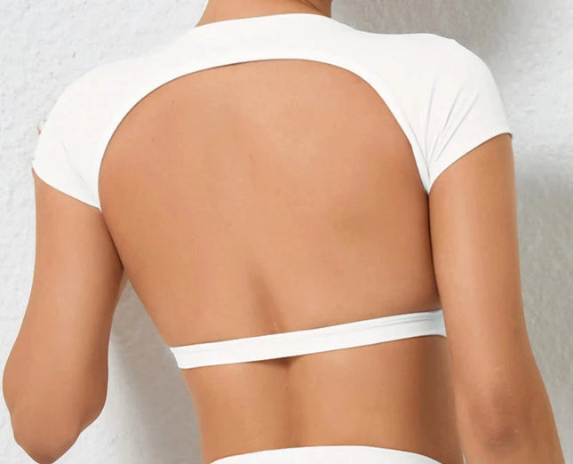 Women’s Backless Sports Top – Breathable Gym Fitness Yoga Shirt