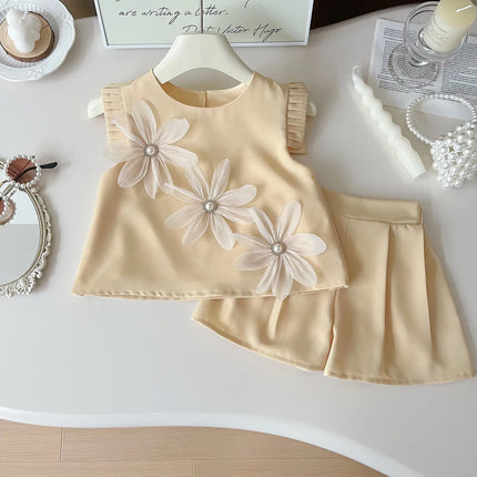 Conjunto Niña Flores Manga Corta / Girl Set Flowers Short Sleeve