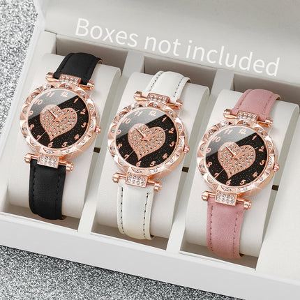 Relojes de Pulsera con Esfera de Corazón y diamantes Imitacion - Heart Dial Wristwatch with Imitation Diamonds