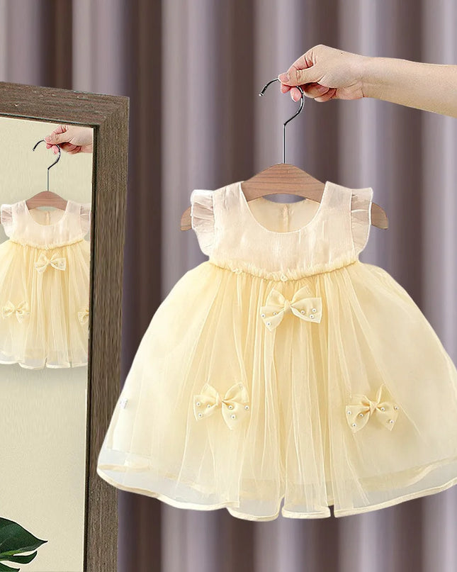 Vestido Princesa Niña Manga Voladora Lazo / Princess Dress Girl Flutter Sleeve Bow